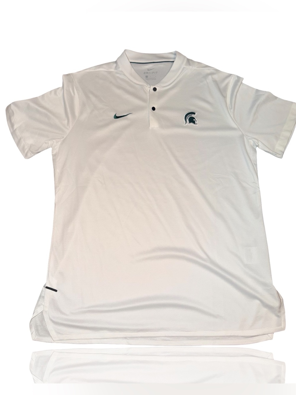 Nike Dri-FIT Michigan State Spartans NCAA Polo Shirt Mens M White Green